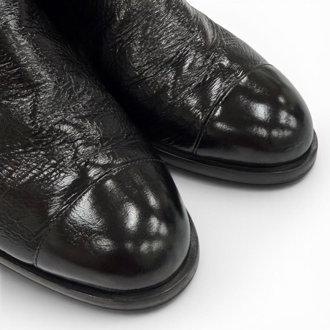 Great CHANEL Knee-high boots COCO Mark Matelassé Chunky Heel Leather 36.5 G45201
