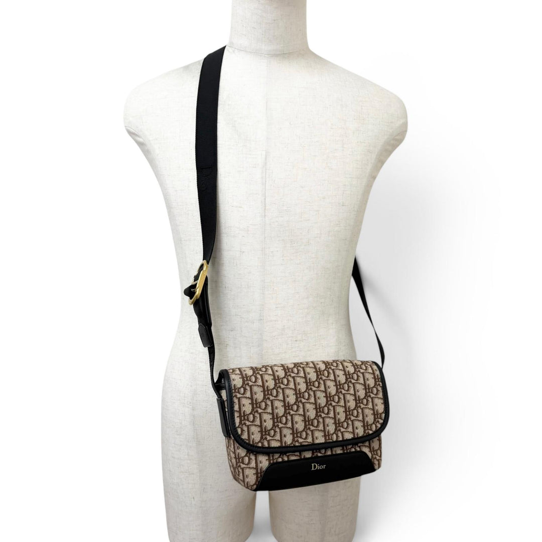 Pristine Dior HOMME Shoulder Bag Dior Jett1 Flap Messenger Bag Mini Oblique
