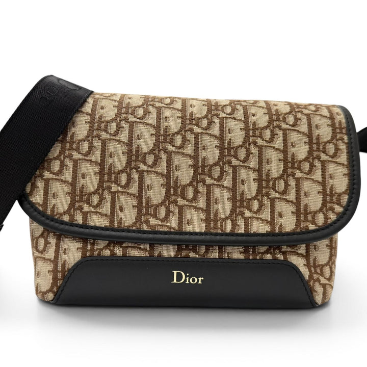 Pristine Dior HOMME Shoulder Bag Dior Jett1 Flap Messenger Bag Mini Oblique