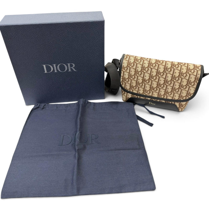 Pristine Dior HOMME Shoulder Bag Dior Jett1 Flap Messenger Bag Mini Oblique