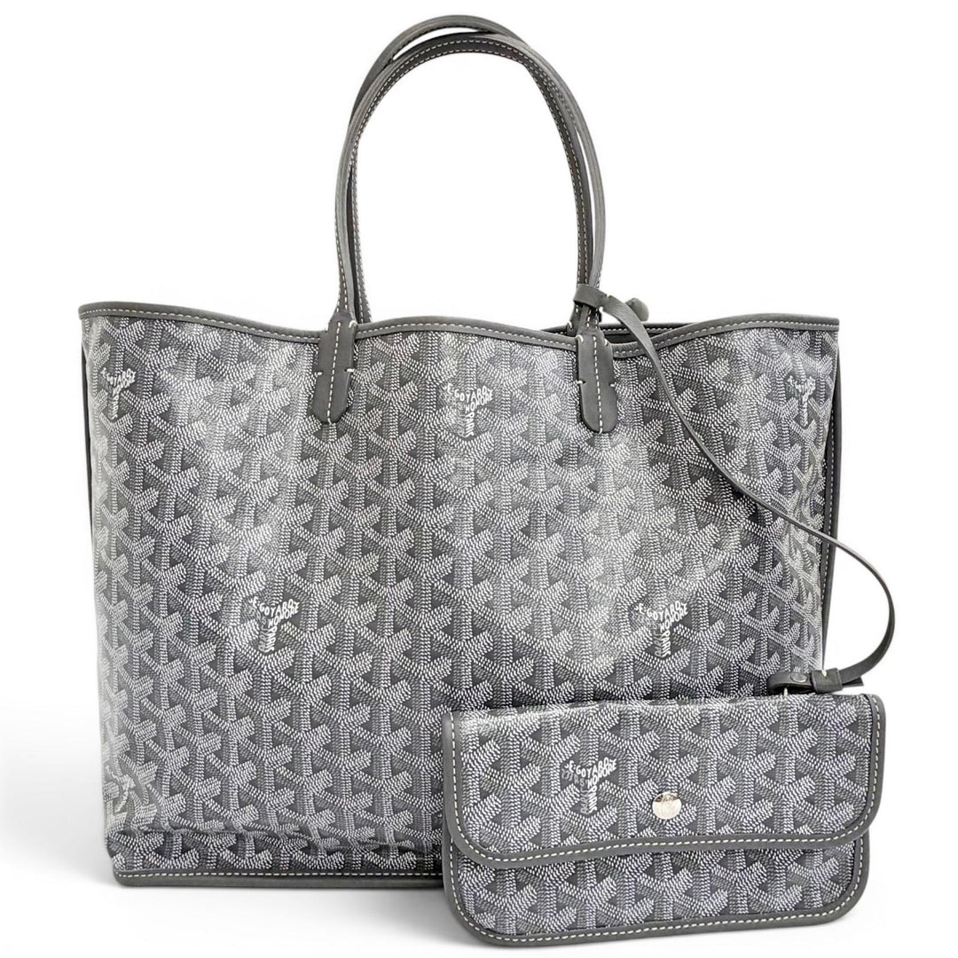 Excellent GOYARD Tote Bag Ange PM Tote Bag Leather accents, with pouch gray