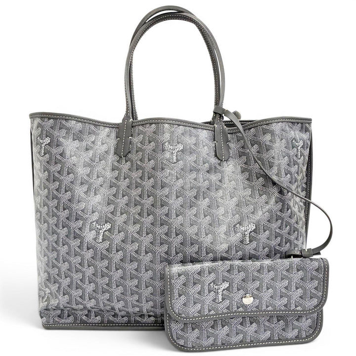 Excellent GOYARD Tote Bag Ange PM Tote Bag Leather accents, with pouch gray