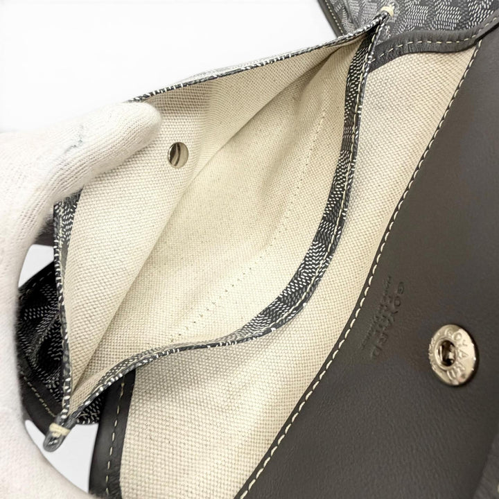Excellent GOYARD Tote Bag Ange PM Tote Bag Leather accents, with pouch gray