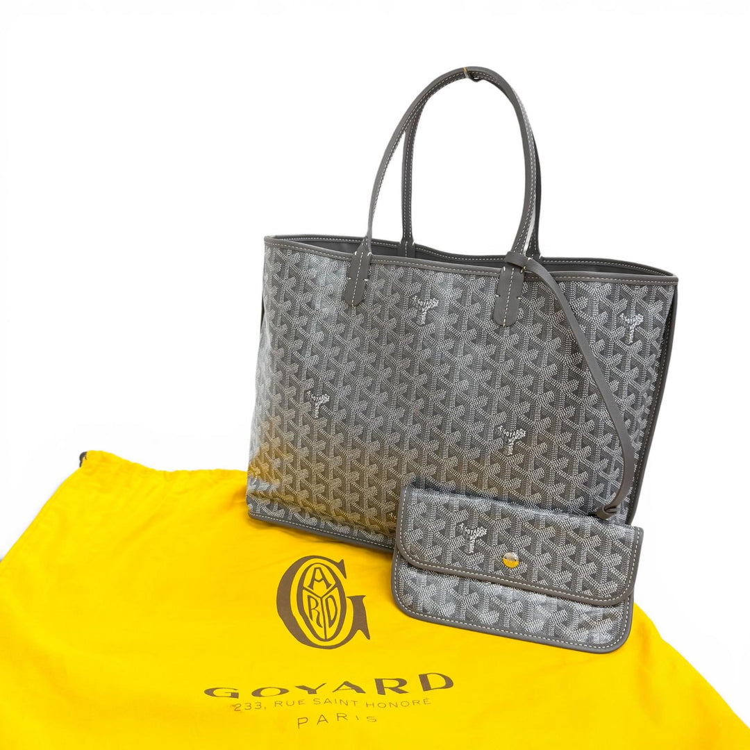 Excellent GOYARD Tote Bag Ange PM Tote Bag Leather accents, with pouch gray