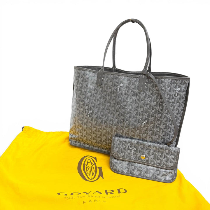 Excellent GOYARD Tote Bag Ange PM Tote Bag Leather accents, with pouch gray