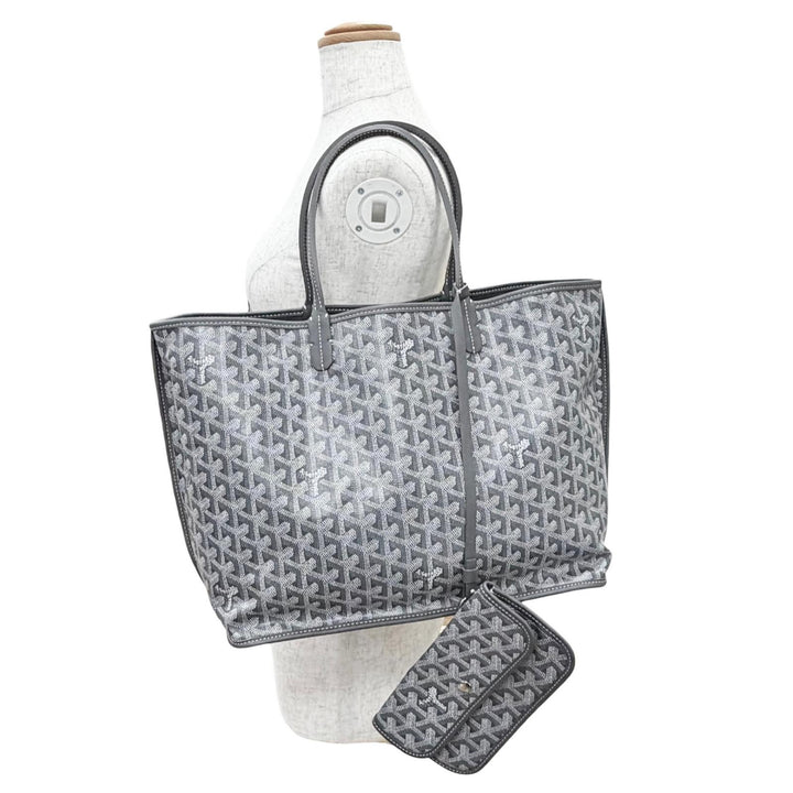 Excellent GOYARD Tote Bag Ange PM Tote Bag Leather accents, with pouch gray