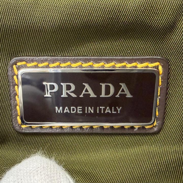 Excellent PRADA Sling bag Triangle logo Re-Nylon khaki recycled polyamide