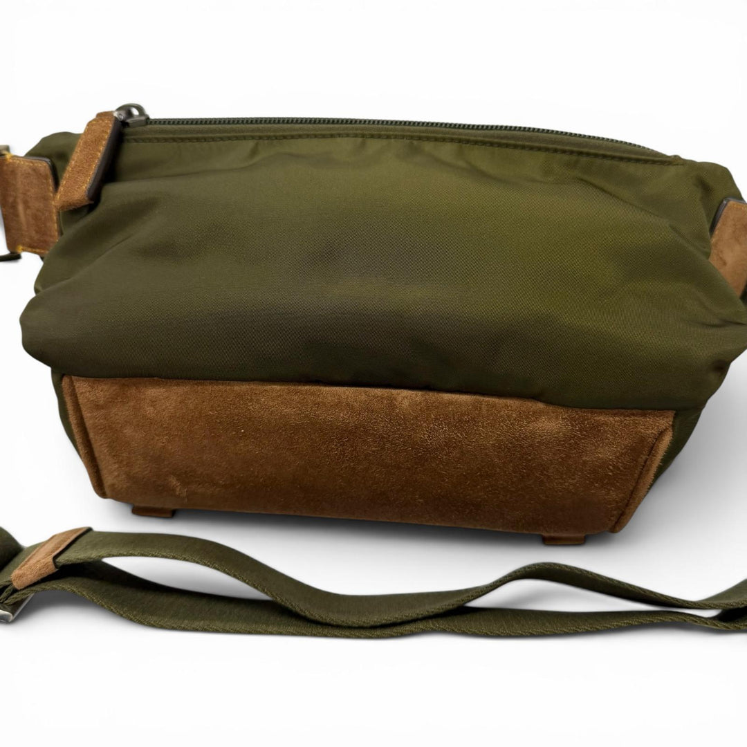 Excellent PRADA Sling bag Triangle logo Re-Nylon khaki recycled polyamide