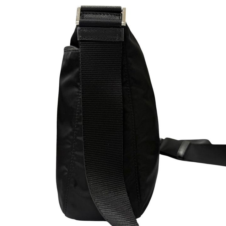 Great PRADA Shoulder Bag Re-Nylon Triangle Logo Pouch Included black Nylon