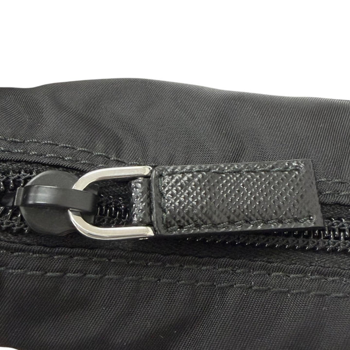 Great PRADA Shoulder Bag Re-Nylon Triangle Logo Pouch Included black Nylon
