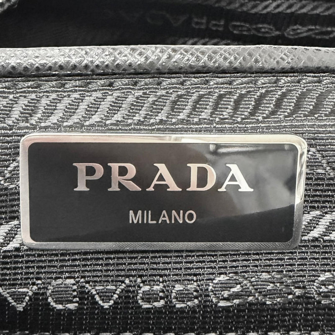 Great PRADA Shoulder Bag Re-Nylon Triangle Logo Pouch Included black Nylon