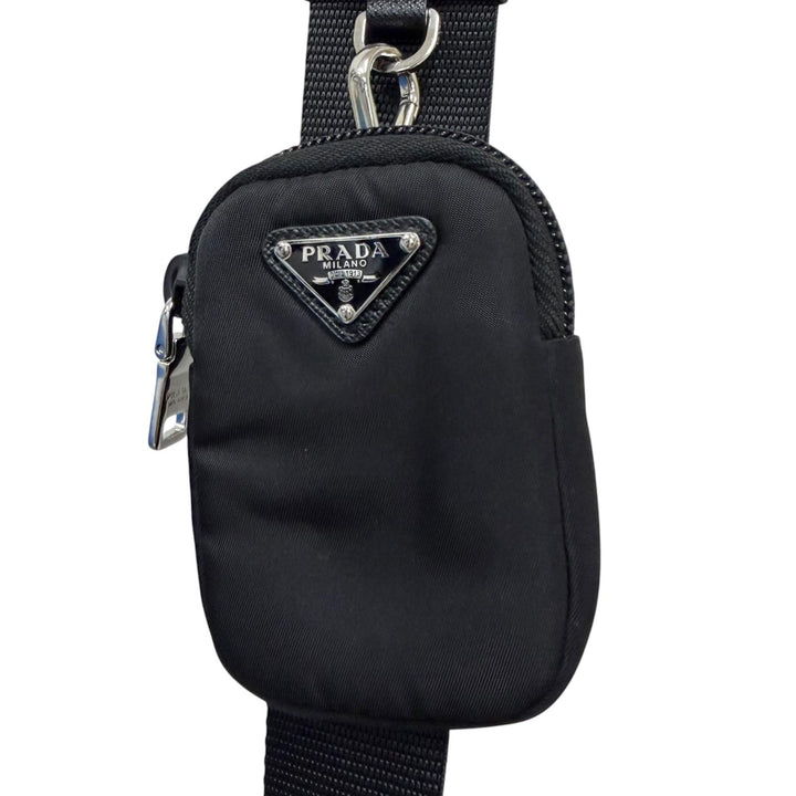 Great PRADA Shoulder Bag Re-Nylon Triangle Logo Pouch Included black Nylon