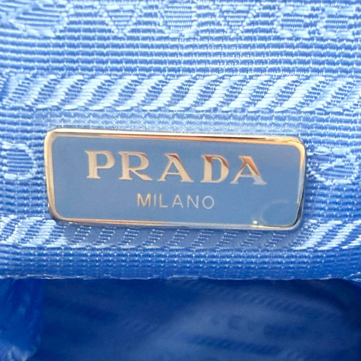 Excellent PRADA Handbag Triangle Logo Re-Nylon Drawstring Bag Light blue