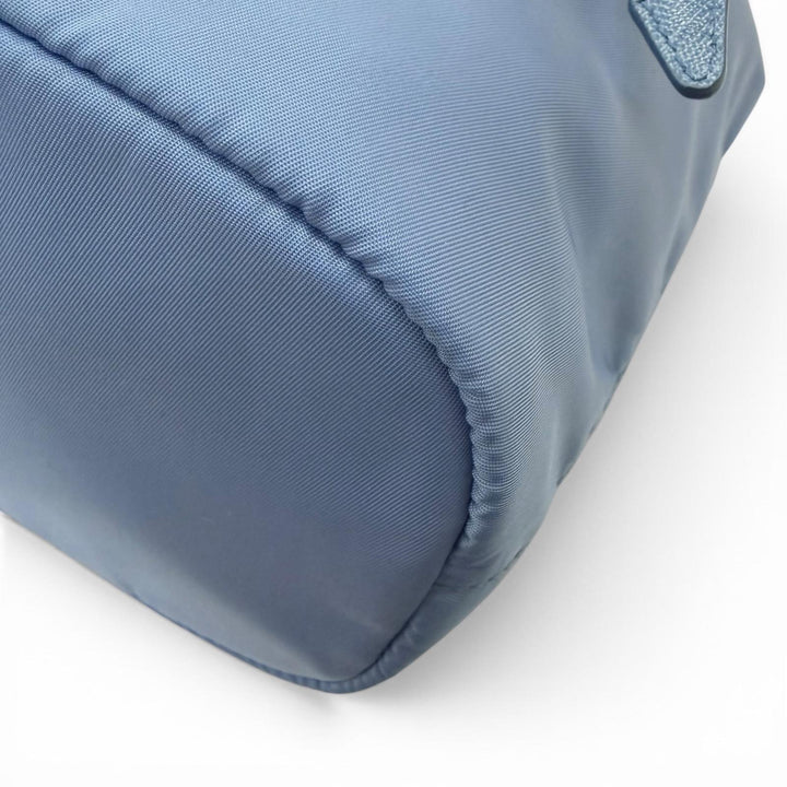 Excellent PRADA Handbag Triangle Logo Re-Nylon Drawstring Bag Light blue