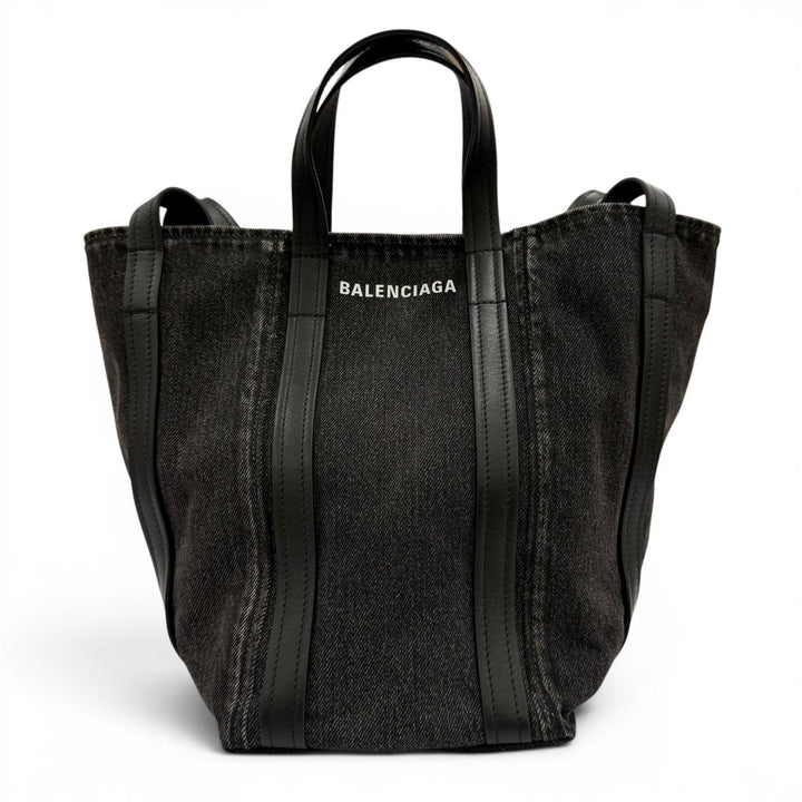 Excellent BALENCIAGA Handbag Everyday North South Small Denim and leather 2-way