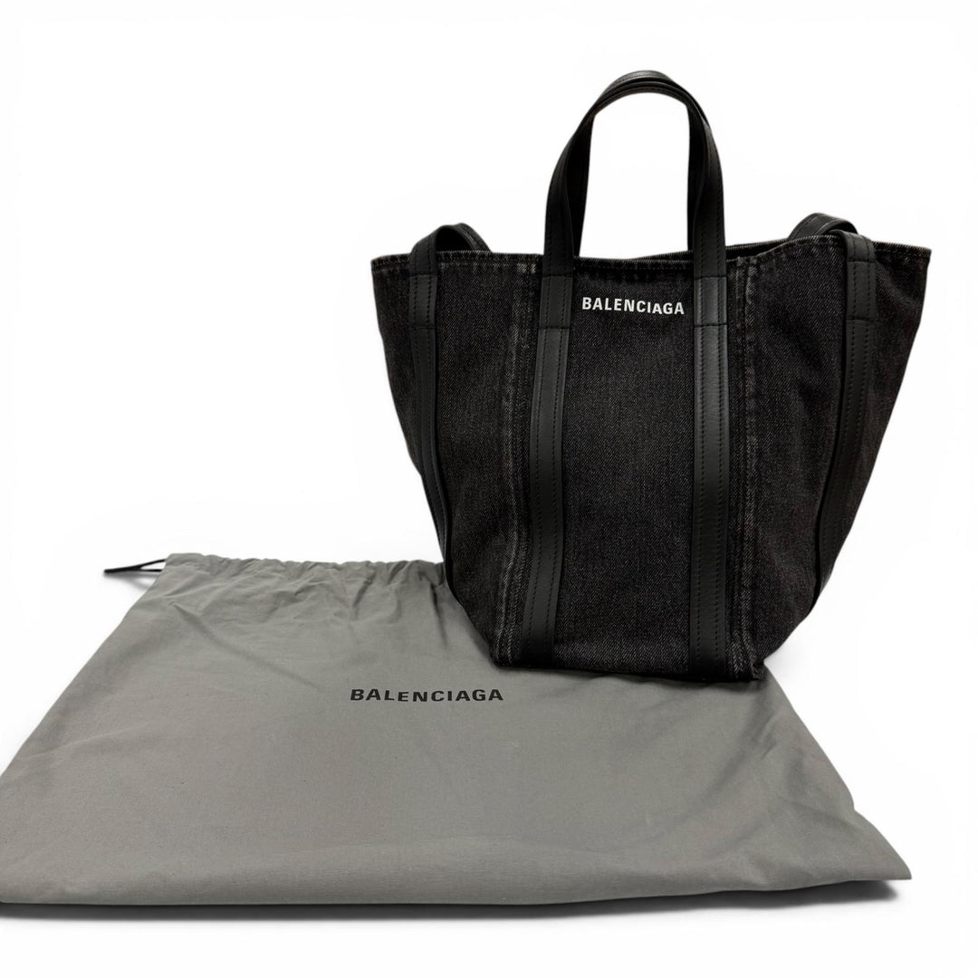Excellent BALENCIAGA Handbag Everyday North South Small Denim and leather 2-way