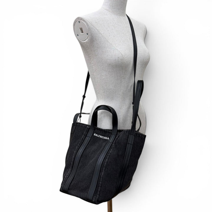 Excellent BALENCIAGA Handbag Everyday North South Small Denim and leather 2-way