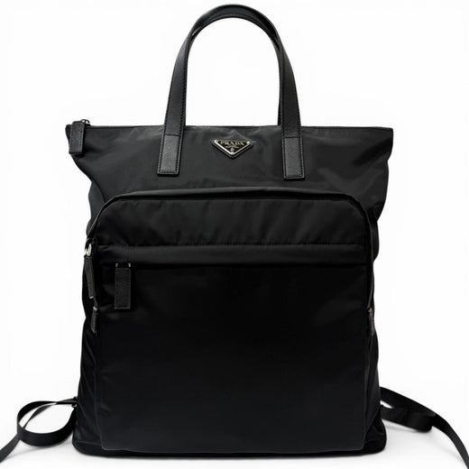 Excellent PRADA Tote Bag Re-Nylon 2-Way Backpack black recycled polyamide