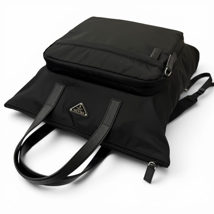 Excellent PRADA Tote Bag Re-Nylon 2-Way Backpack black recycled polyamide