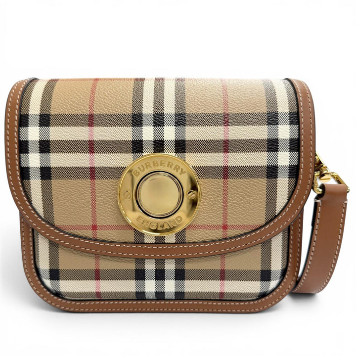 Great BURBERRY Shoulder Bag Elizabeth Logo Metal Nova Check Pattern 8071356