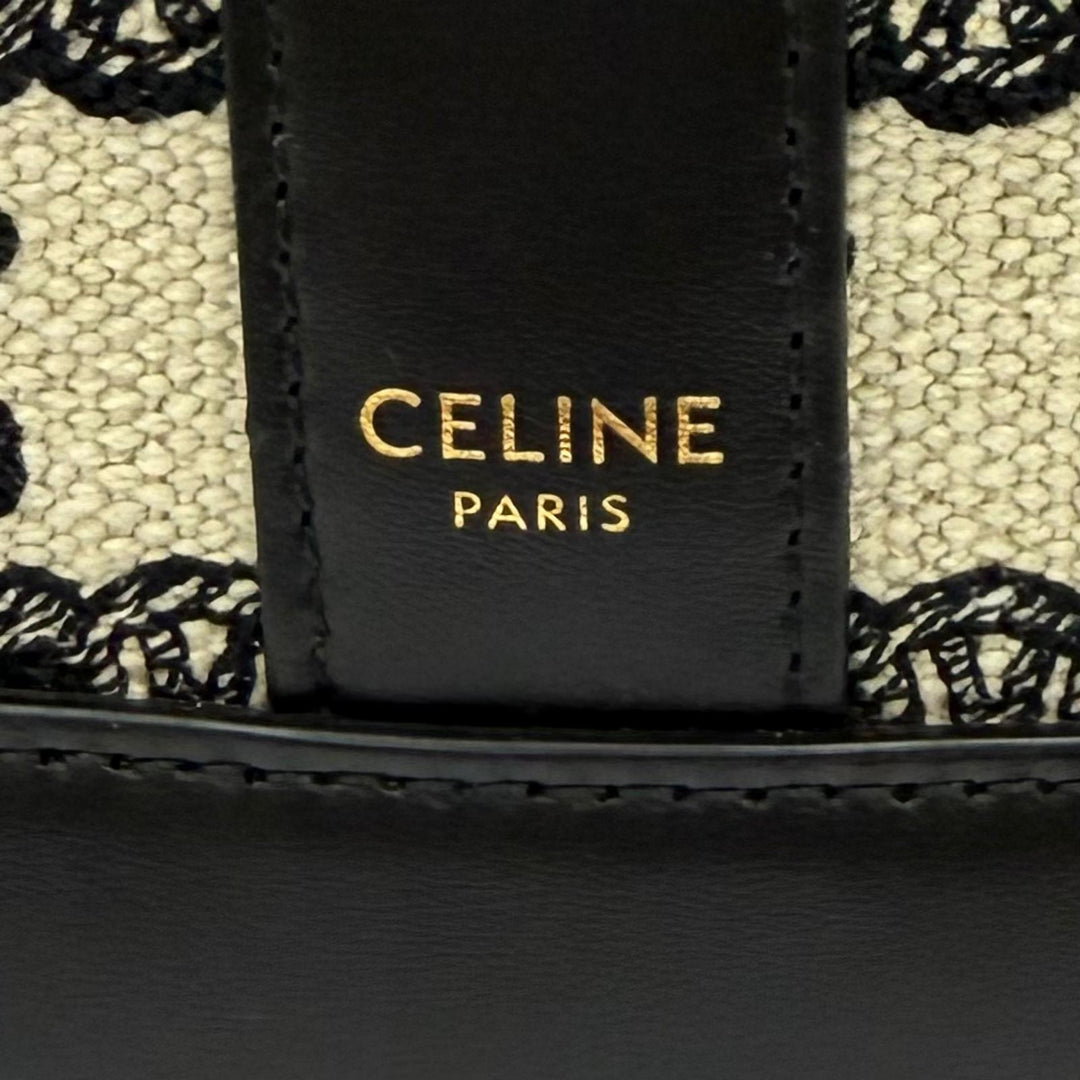 Excellent CELINE Shoulder Bag Small Bucket Bag / Triomphe Canvas & Calfskin
