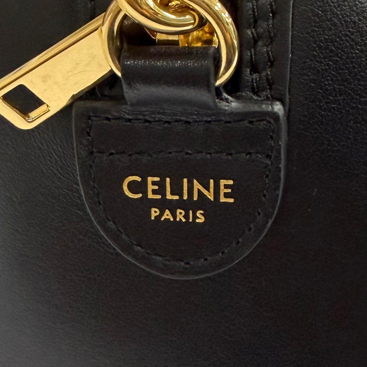 Excellent CELINE Shoulder Bag black Smooth scarf skin Women 11377