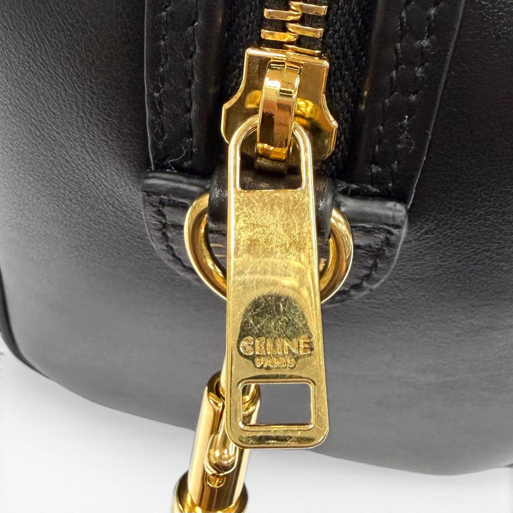 Excellent CELINE Shoulder Bag black Smooth scarf skin Women 11377