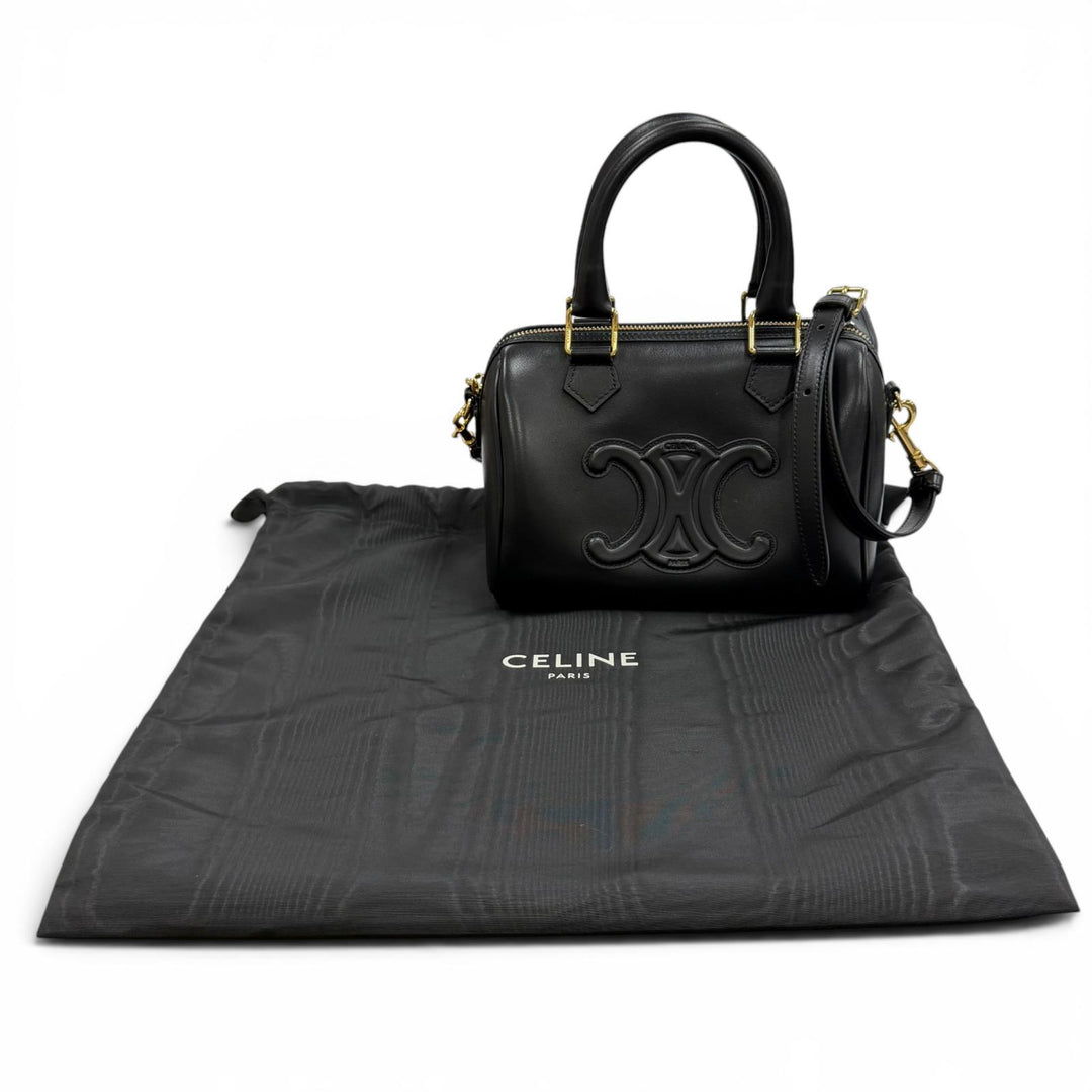 Excellent CELINE Shoulder Bag black Smooth scarf skin Women 11377