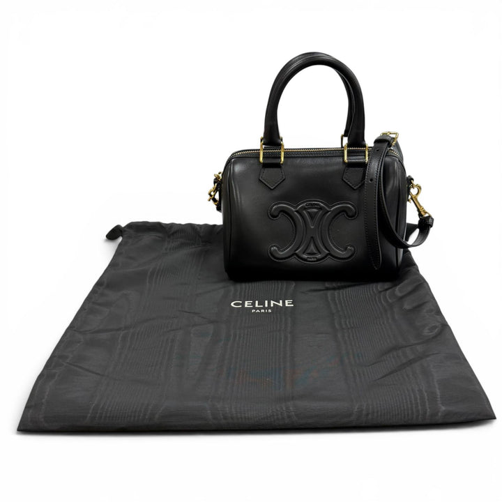 Excellent CELINE Shoulder Bag black Smooth scarf skin Women 11377