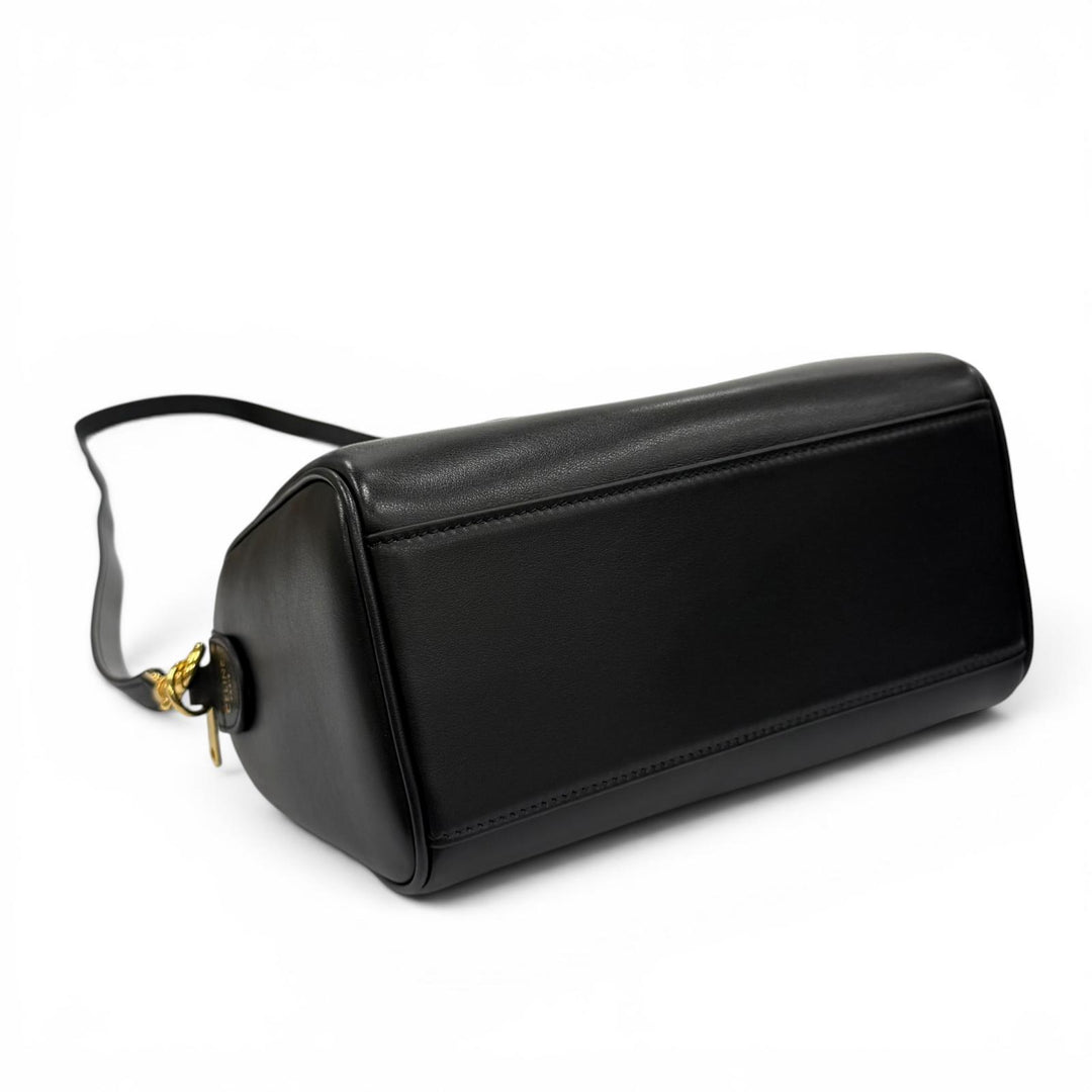 Excellent CELINE Shoulder Bag black Smooth scarf skin Women 11377