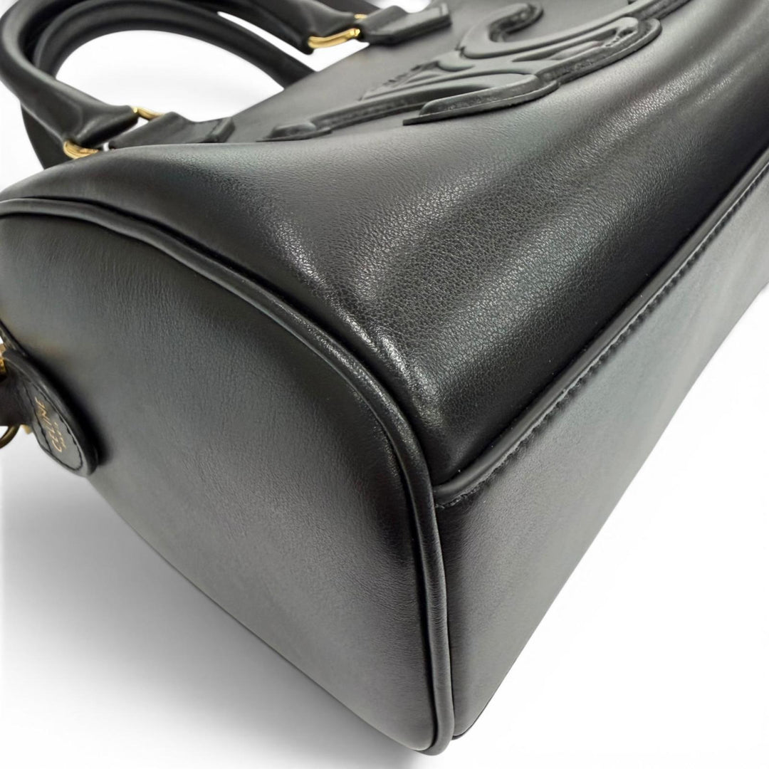 Excellent CELINE Shoulder Bag black Smooth scarf skin Women 11377