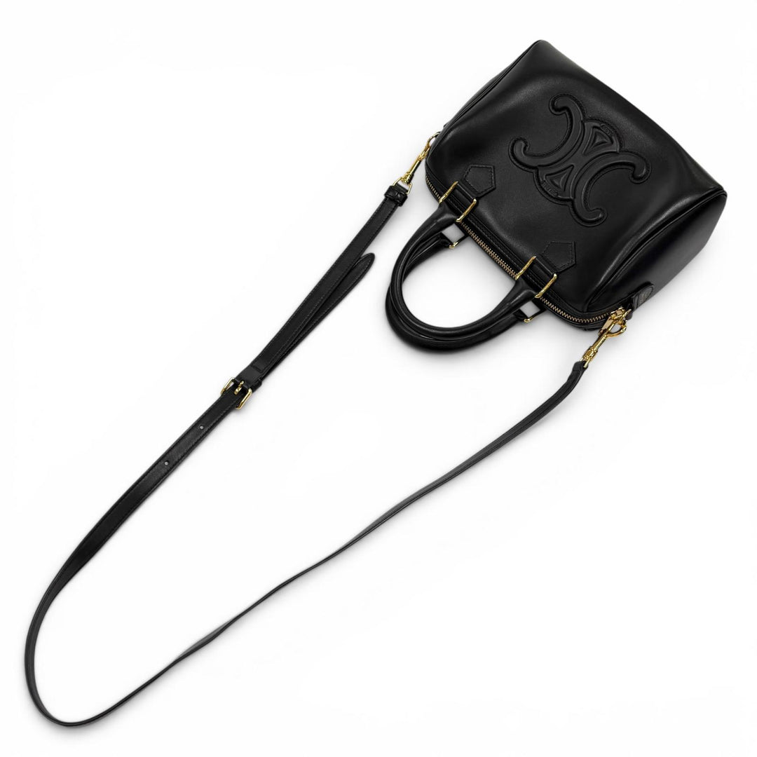 Excellent CELINE Shoulder Bag black Smooth scarf skin Women 11377