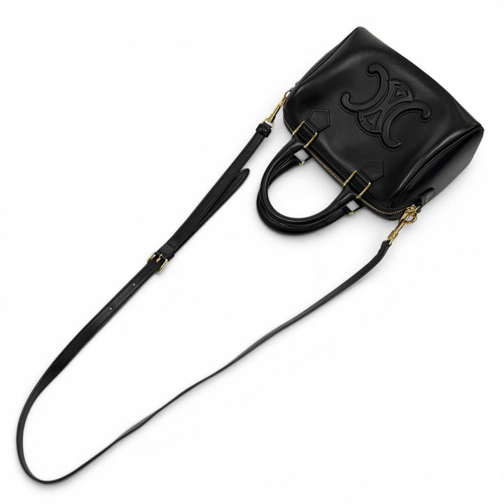 Excellent CELINE Shoulder Bag black Smooth scarf skin Women 11377