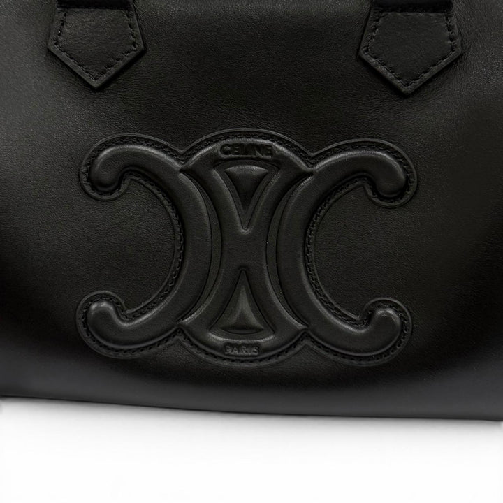 Excellent CELINE Shoulder Bag black Smooth scarf skin Women 11377