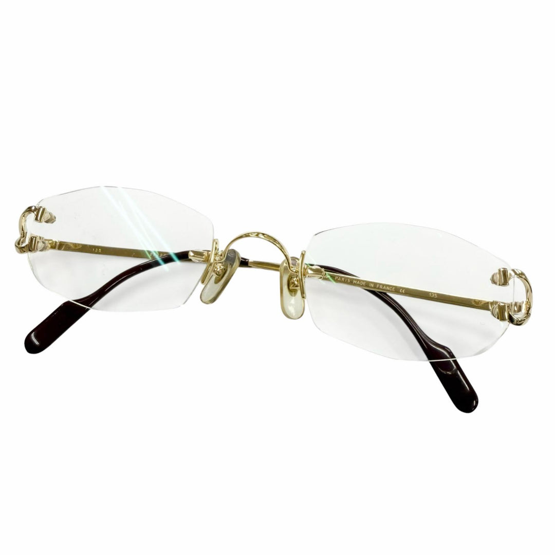 Great Cartier Glasses 2C decor Two Point Rimless gold mens
