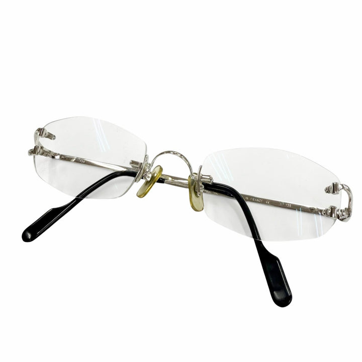 Great Cartier Glasses C de Cartier 2C Decor Two Point Rimless Silver mens