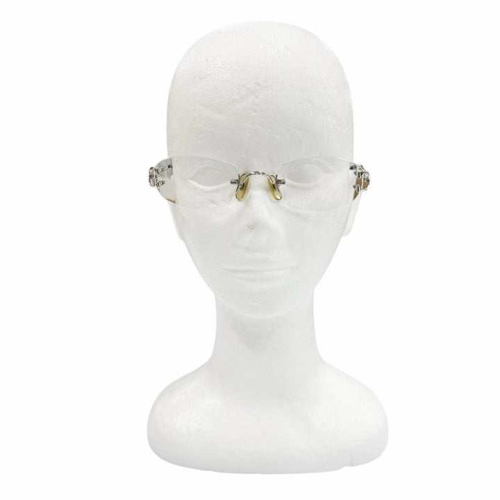 Great Cartier Glasses C de Cartier 2C Decor Two Point Rimless Silver mens