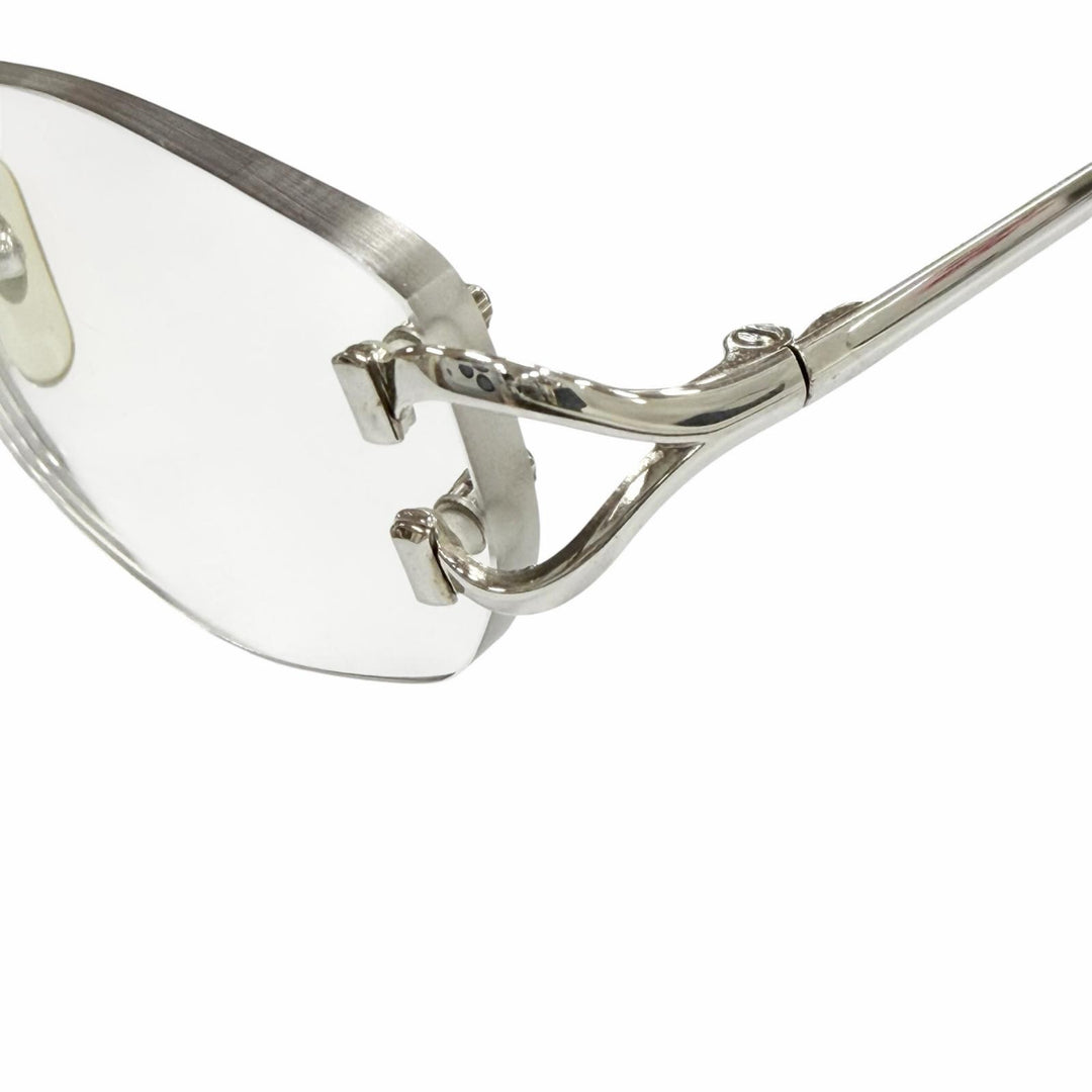 Great Cartier Glasses C de Cartier 2C Decor Two Point Rimless Silver mens