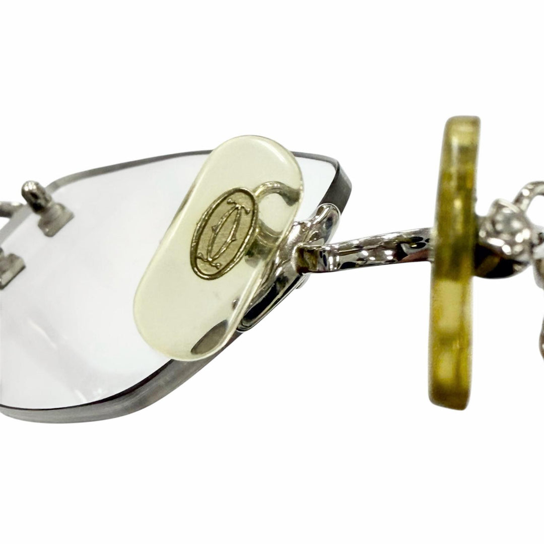 Great Cartier Glasses C de Cartier 2C Decor Two Point Rimless Silver mens