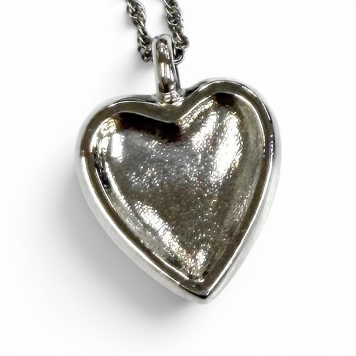 Great CHANEL Necklace COCO Mark Heart Lace Silver Women C24K