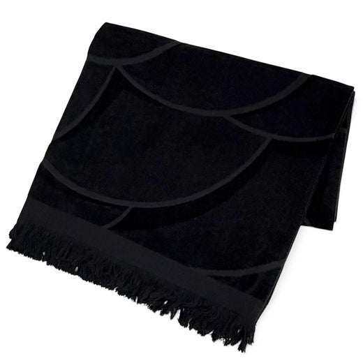 Great CHANEL towel COCO Mark Big Camellia Fringe Large Blanket black cotton