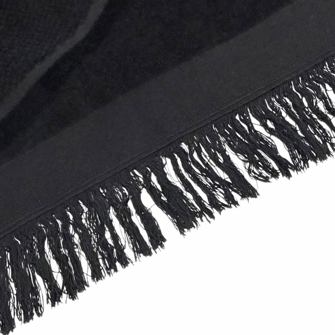 Great CHANEL towel COCO Mark Big Camellia Fringe Large Blanket black cotton