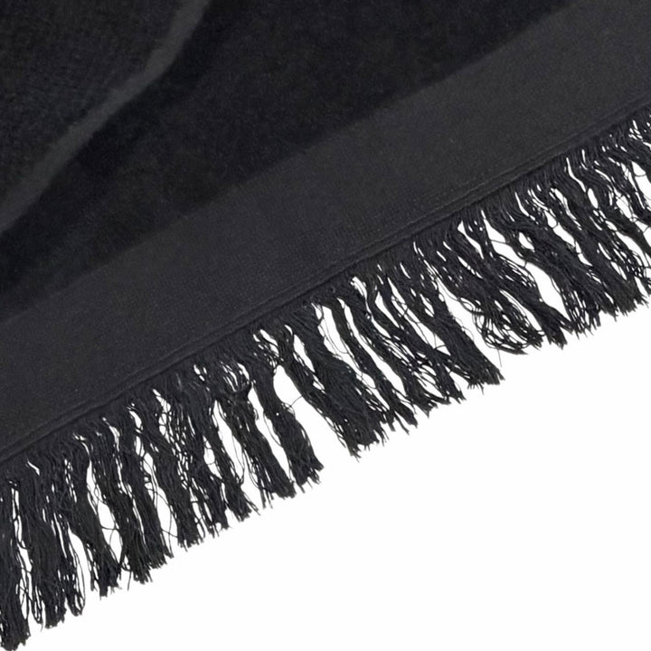Great CHANEL towel COCO Mark Big Camellia Fringe Large Blanket black cotton