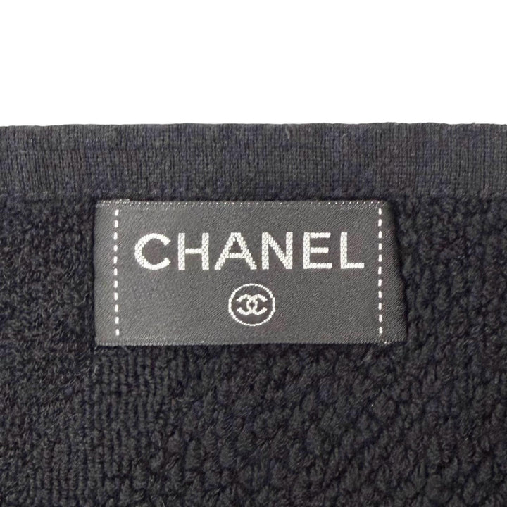 Great CHANEL towel COCO Mark Big Camellia Fringe Large Blanket black cotton