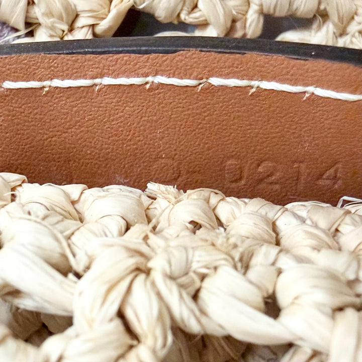 Excellent CELINE Shoulder Bag Teen Triomphe Raffia Calfskin 2-Way