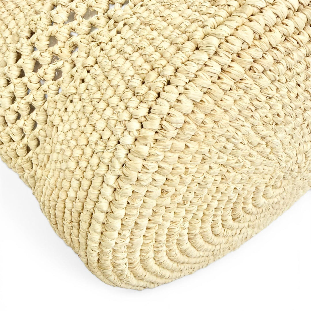 Excellent CELINE Shoulder Bag Teen Triomphe Raffia Calfskin 2-Way
