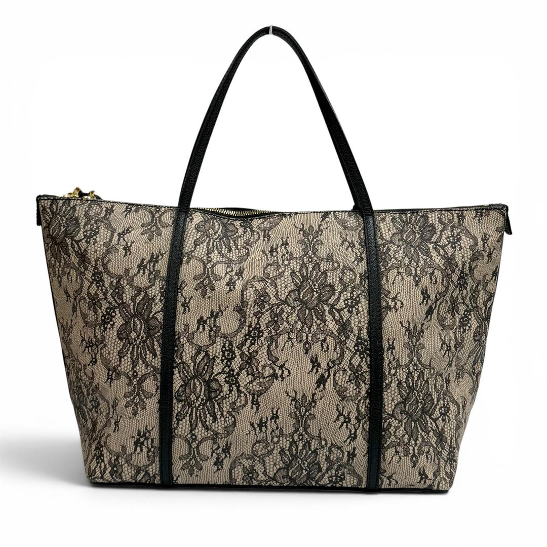 Great DOLCE&GABBANA Tote Bag Lace print leather with key beige leather Women