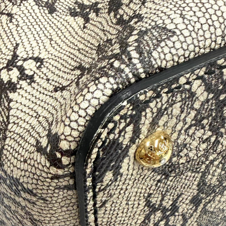 Great DOLCE&GABBANA Tote Bag Lace print leather with key beige leather Women
