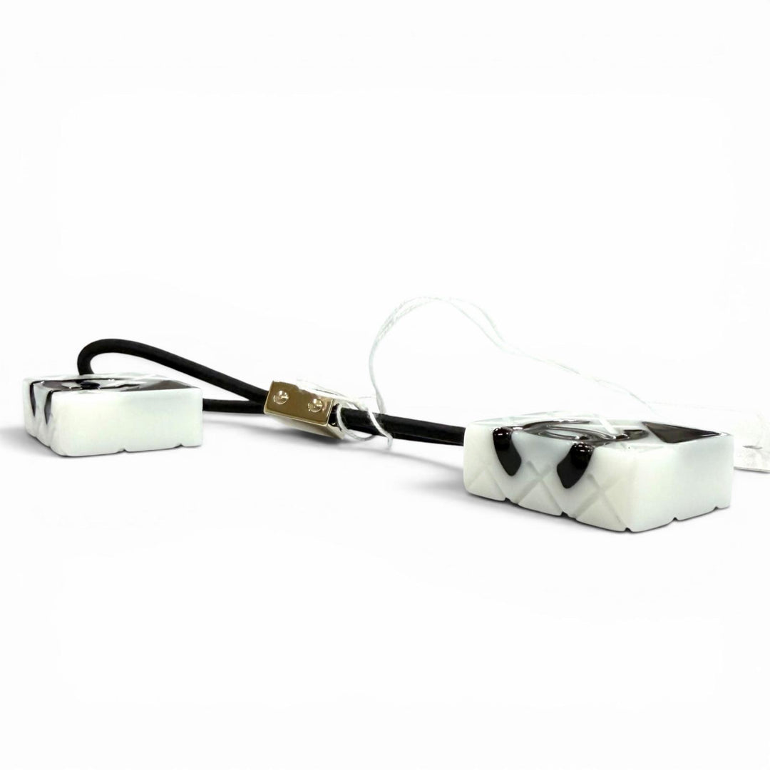 Pristine CHANEL hair accessory COCO Mark Matelassé Hair Tie white Women 05C