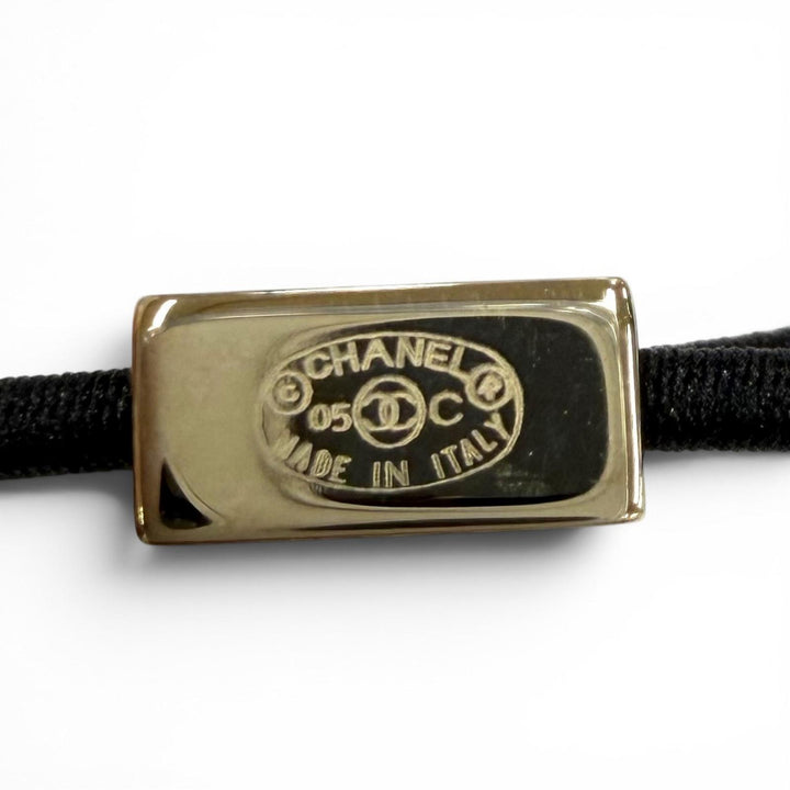 Pristine CHANEL hair accessory COCO Mark Matelassé Hair Tie white Women 05C